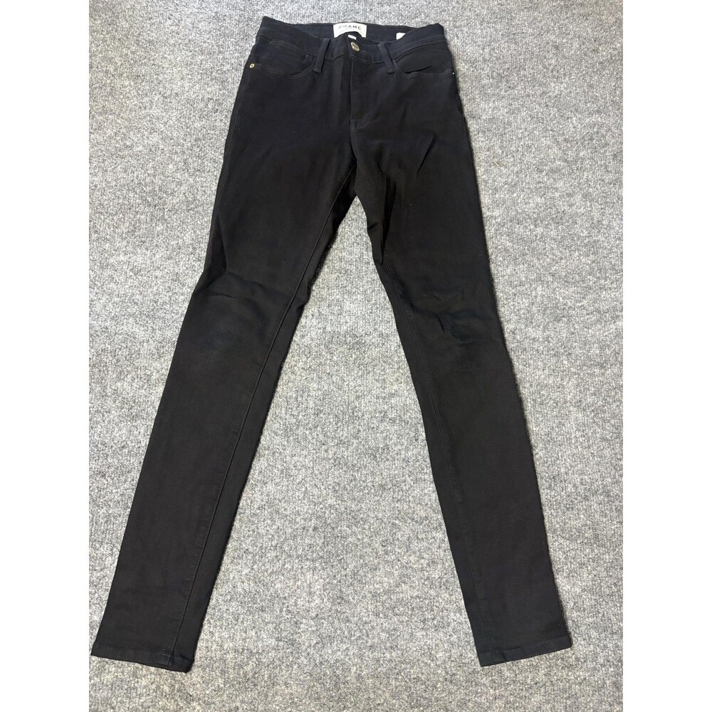 FRAME Le High Skinny Jeans Womens 24 24x29 Black Film Noir Stretch Denim Casual